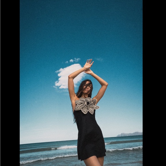 ZARA BLOGGERS FAVORITE FLOWER CROCHET KNIT DRESS - Picture 14 of 17